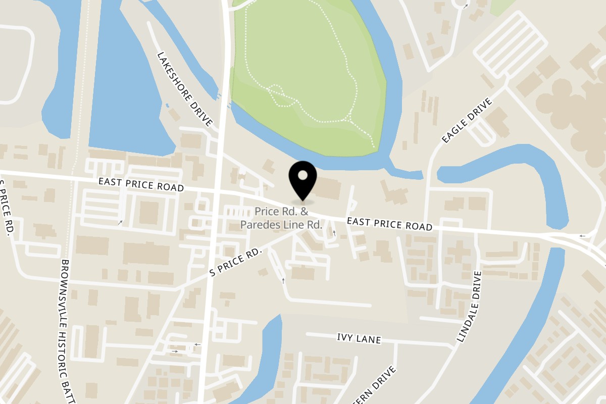 Map showing the location of Doña Chela East Price on 2207 E Price Rd in Brownsville